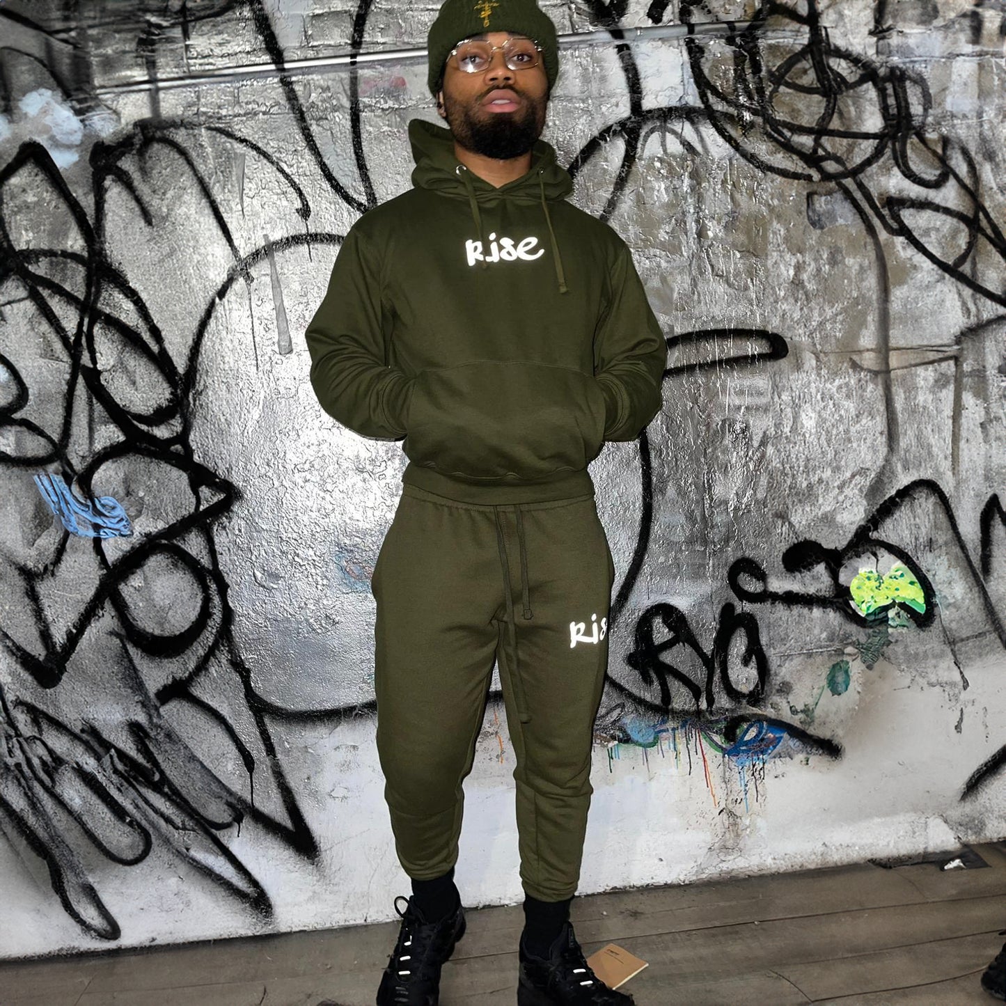 "Olive" Reflective Rise Sweatsuit