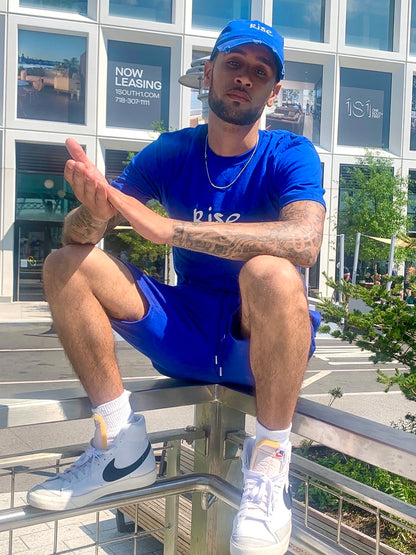 Blue Reflective Rise Shorts